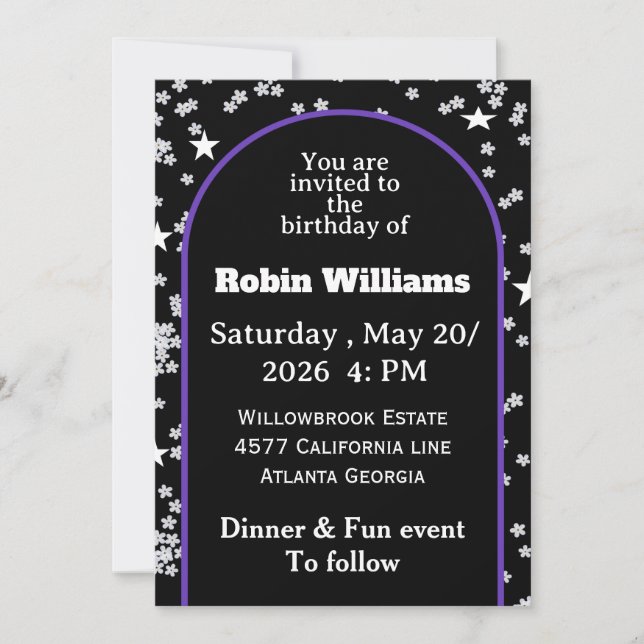 Customisable Birthday Invitation | Elegant Party  (Front)