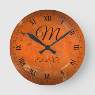Customisable Birthday Monogram Glazed Terracotta Round Clock