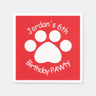 Customisable Birthday PAWty - Red Napkin