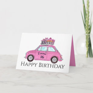 Customisable Birthday Retro Fiat 500 Card