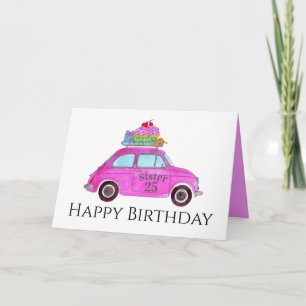 Customisable Birthday Retro Fiat 500 Card