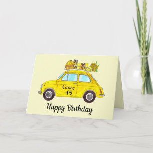 Customisable Birthday Retro Fiat 500 Card