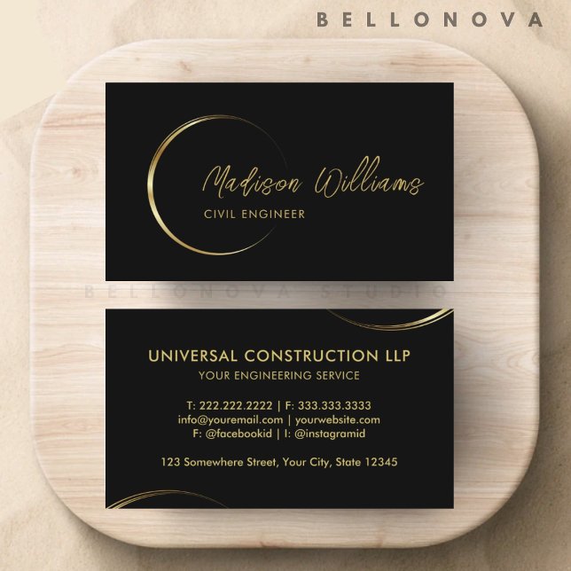 Customisable Black and Gold Professional Business  Business Card (Customizable Black and Gold Professional Business Business Card)