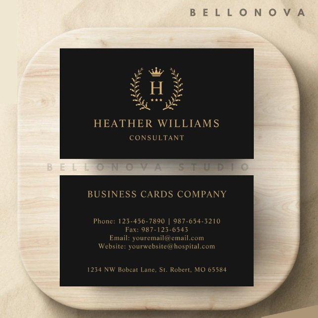 Customisable  Black And Gold Professional  Business Card (Customizable Black And Gold Professional Business Card)