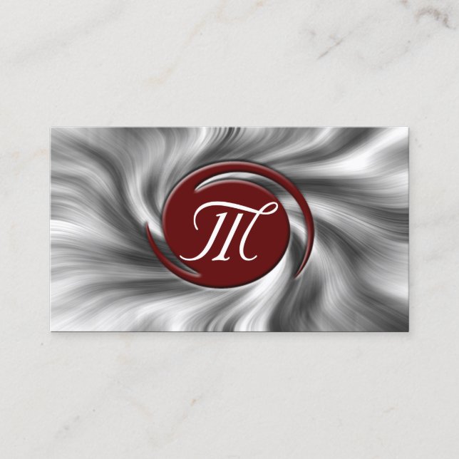 Customisable Black and Red Monogram Business Cards (Front)