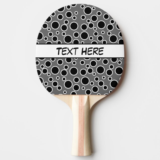 Customisable Black and White Dots Ping Pong Paddle (Front)