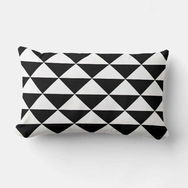 Customisable Black and White Geometric Pattern Lumbar Cushion (Front)