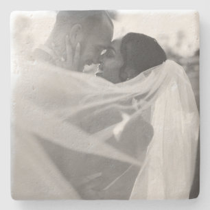 Customisable Black And White Photo Template Gift Stone Coaster