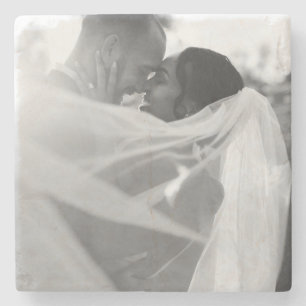 Customisable Black And White Photo Template Gift Stone Coaster