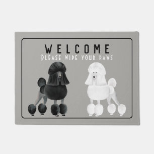 Customisable Black and White Poodle Doormat