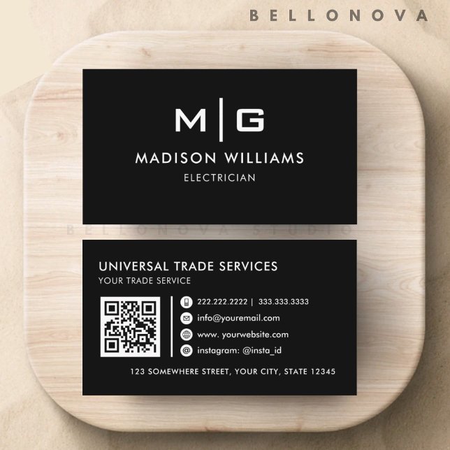 Customisable Black and White Professional  Business Card (Customizable Black and White Professional Business Card)