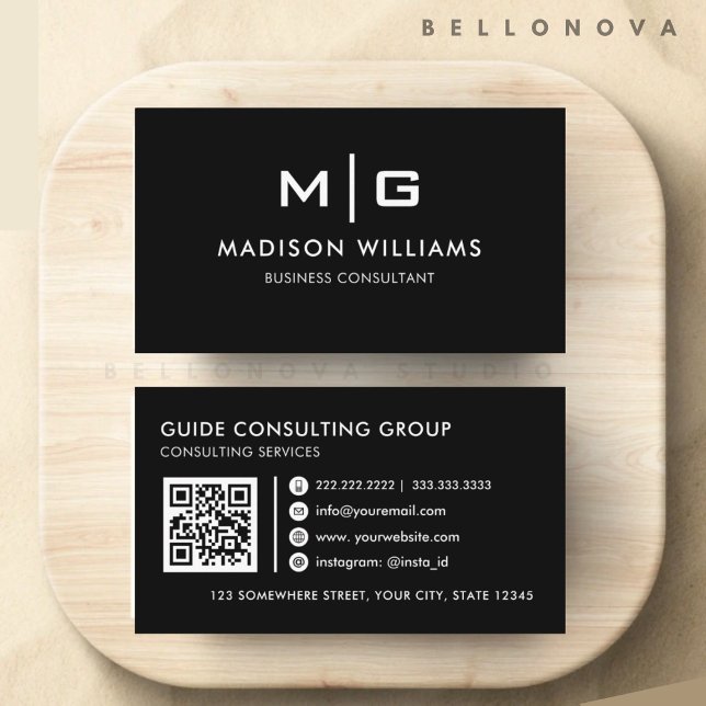 Customisable Black and White Professional  Business Card (Customizable Black and White Professional Business Card)