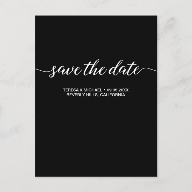 Customisable Black and White "Save the Date" Postcard (Front)