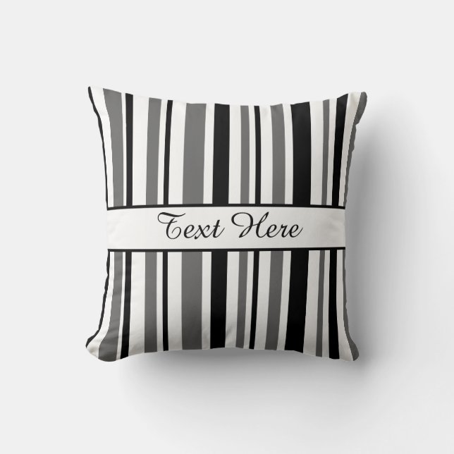 Customisable Black and White Stripes Cushion (Front)