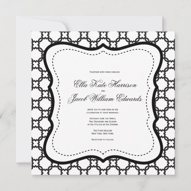 Customisable Black and White Wedding Invitation (Front)