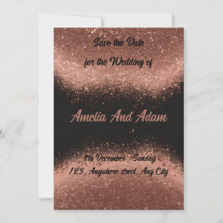 Customisable Black background rose gold Invitation
