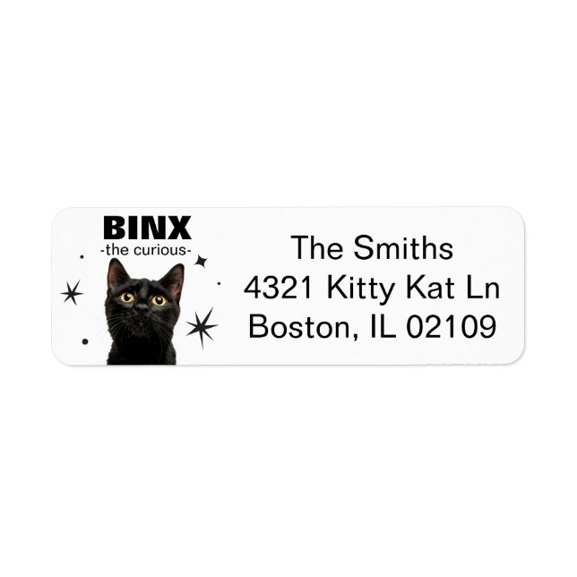 Customisable Black Cat Return Address Labels (Front)