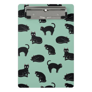 Customisable Black Cats Seamless Pattern Mini Clipboard