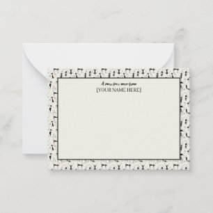 Customisable Black & Cream Chic Stationery Cat Card