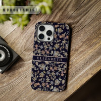 Customisable Black Floral Pastel Gold Flowers