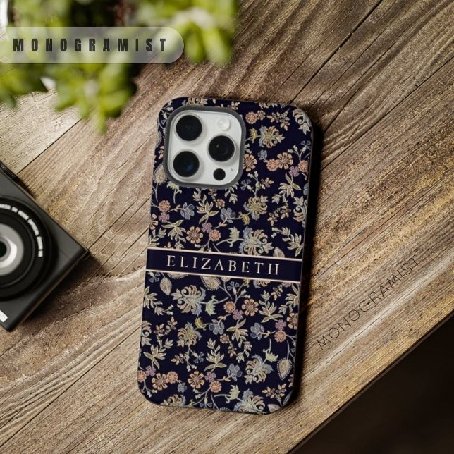 Customisable Black Floral Pastel Gold Flowers iPhone Case (Customizable Black Floral Pastel Gold Flowers iPhone Case)