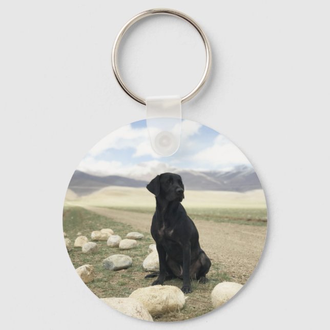 Customisable Black Labrador Retriever Key Ring (Front)