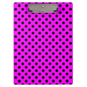 Customisable Black on Pink Polka Dots Clipboard