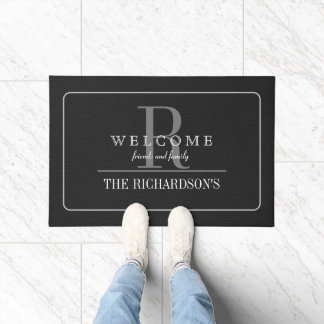 Customisable Black Rubber Design with Personalised Doormat