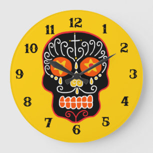 Customisable Black Sugar Skull Large Clock