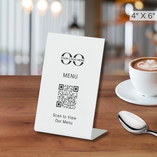 Customisable Black White Bistro QR Code Pedestal Sign (Creator Uploaded)
