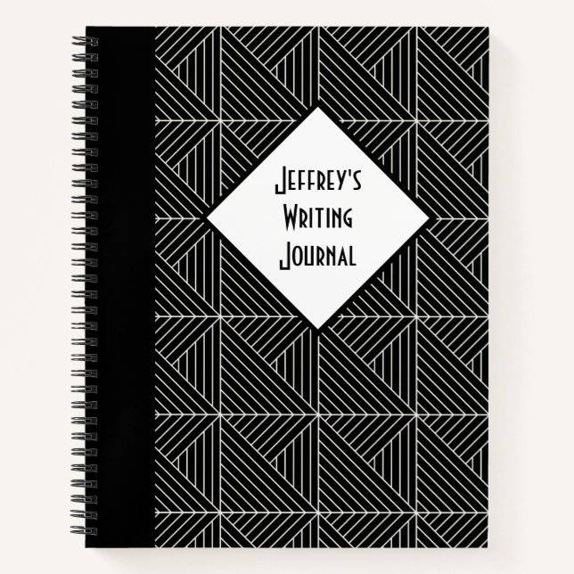 Customisable Black & White Geometric Notebook (Front)