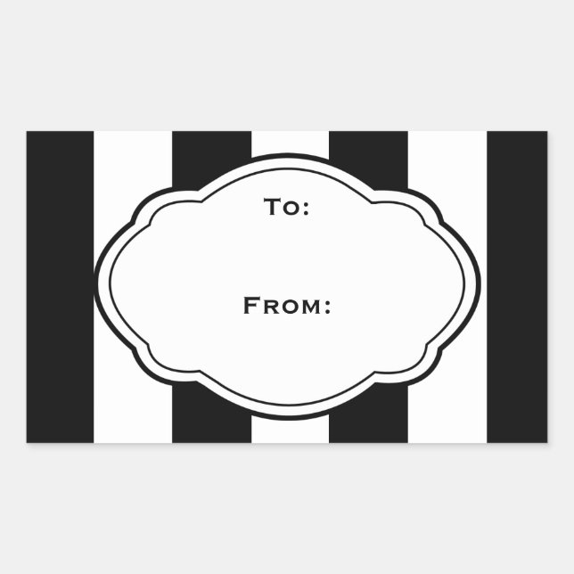 Customisable Black & White Gift Label Tag (Front)