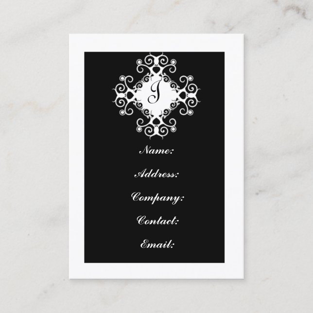 Customisable Black & White Monogram Business Cards (Front)