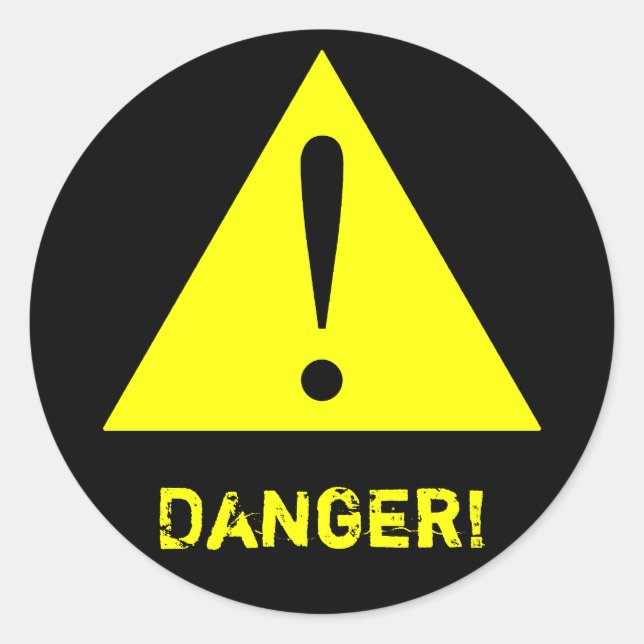 Customisable Black & Yellow Warning Symbol Sticker (Front)
