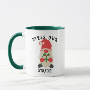 Customisable Bless Our Gnome Christmas Gift Mug