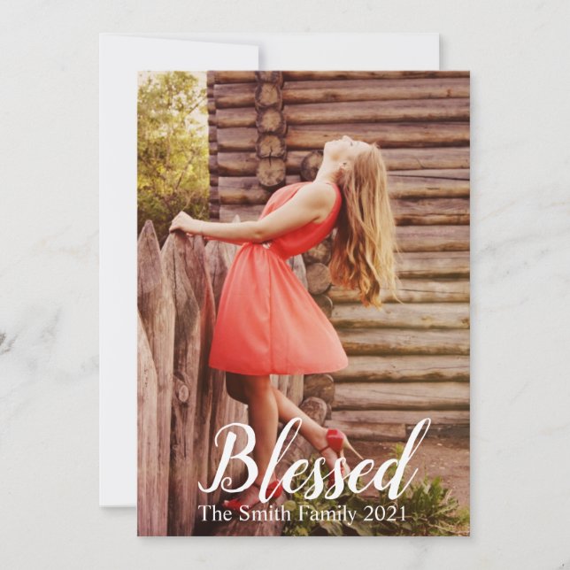 Customisable Blessed Christmas Holiday Card (Front)