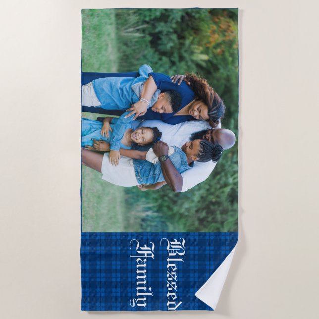 Customisable Blessed Family Photo  Beach Towel (Front)