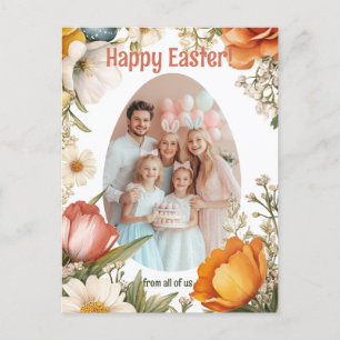 Customisable 🐇Blooming Bunny & Egg-stravaganza Holiday Postcard