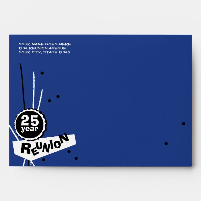 Customisable Blue 25 Year Class Reunion Envelope (Front)