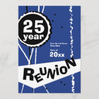 Customisable Blue 25 Year Class Reunion Invitation