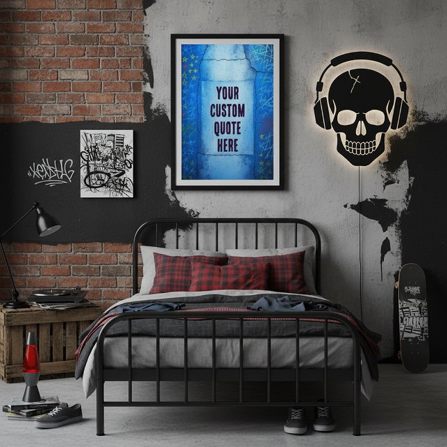 Customisable Blue Abstract Street Art Texture Poster (Creator Uploaded)