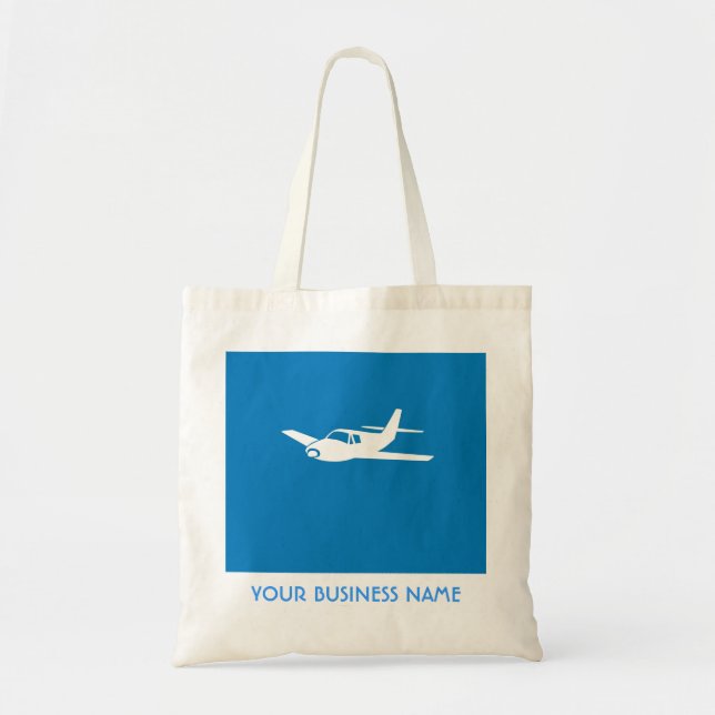 Customisable blue aeroplane symbol reusable bag (Front)