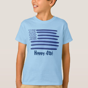 Customisable blue American flag boys 4th july tee