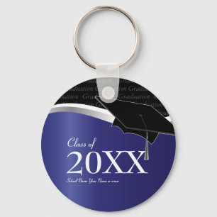 Customisable Blue and Black Graduation Keychain