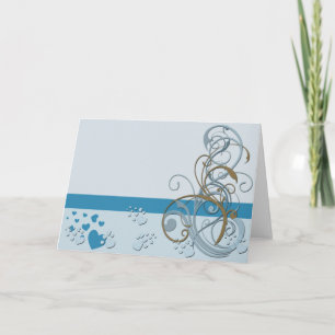 Customisable Blue and Bronze Notecard