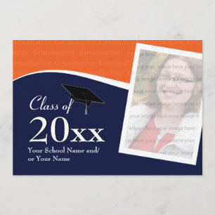 Customisable Blue and Orange Graduation Invitation