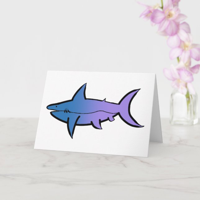 Customisable Blue and Purple Shark Card (Orchid)