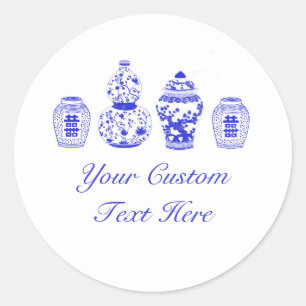 Customisable Blue and White Ginger Jar Stickers
