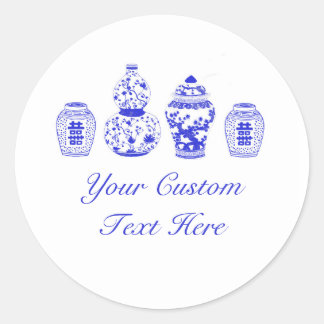 Customisable Blue and White Ginger Jar Stickers