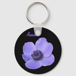 Customisable Blue Anemone Flower Keychain